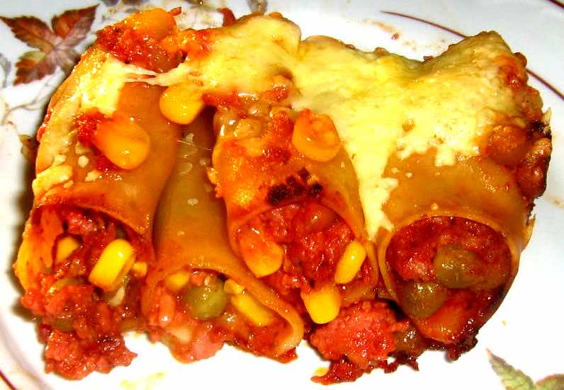 cannelloni z groszkiem i kukurydzą