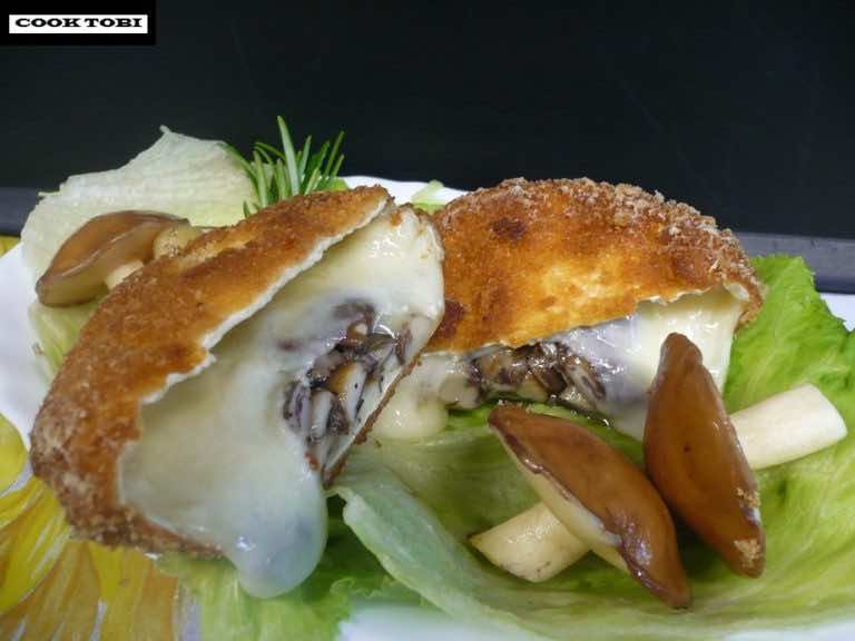 Smażony ser nadziewany maślakami