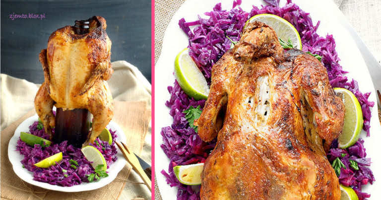 Kurczak pieczony na butelce piwa