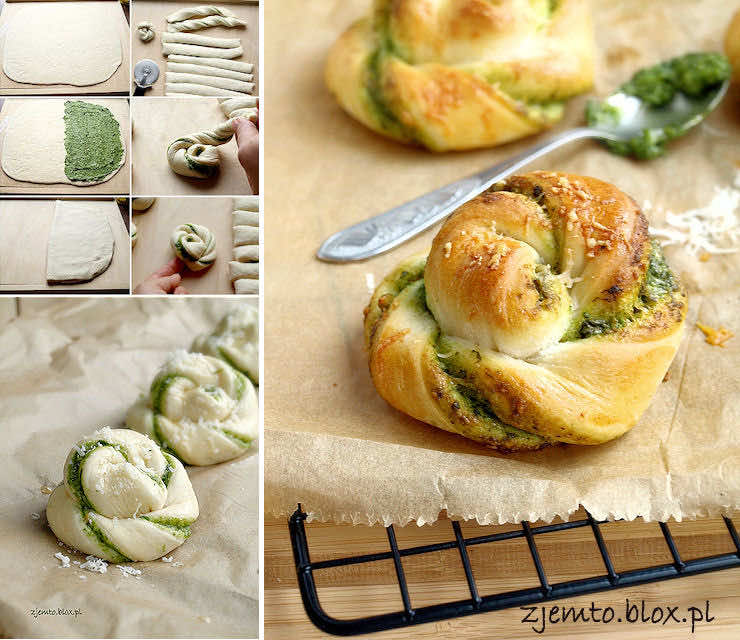 Zakręcone bułeczki z pesto.