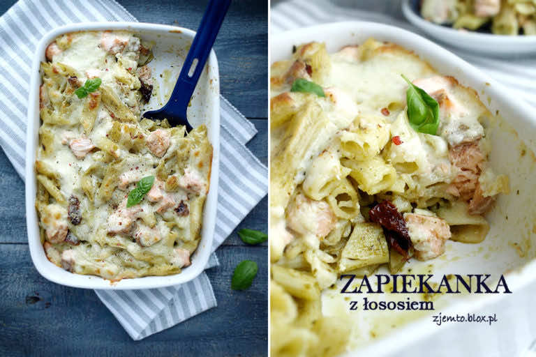 Makaronowa zapiekanka z łososiem