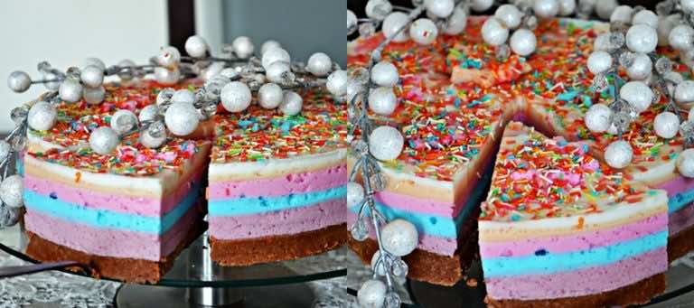 Kolorowy torcik tęczowy