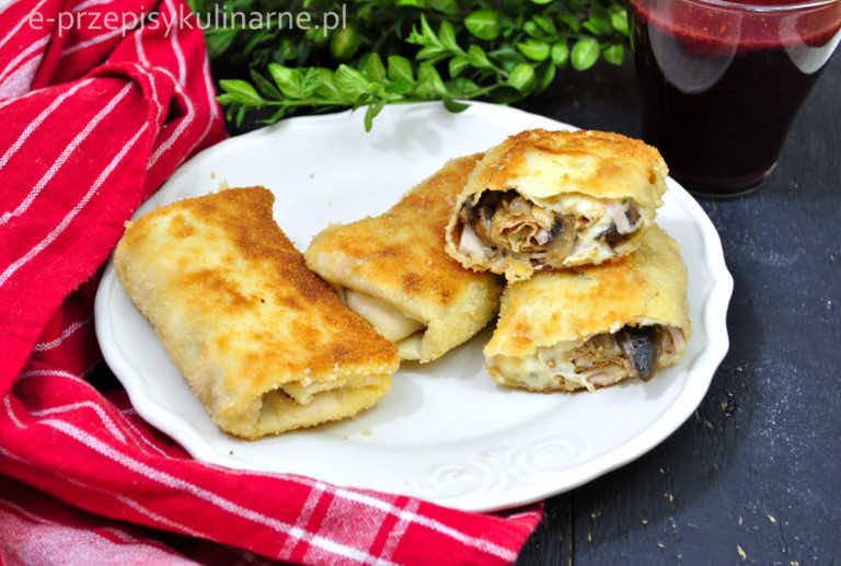 KROKIETY Z SZYNKĄ, PIECZARKAMI I SEREM