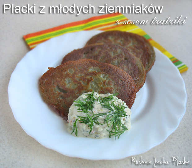 Placki z młodych ziemniaków, z sosem tzatziki