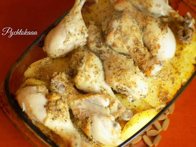 Udka pieczone na ziemniakach w miodzie i musztardzie