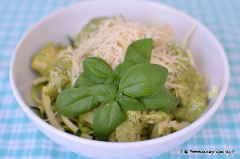 Makaron z cukinii z pesto i kurczakiem