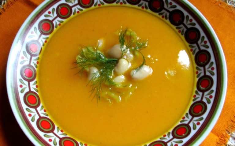 Krem z dyni słodko – kwaśny z fasolą