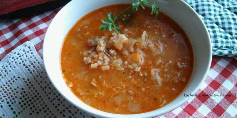Zupa gołąbkowa. Pożywna, gęsta zupa o smaku gołąbków.