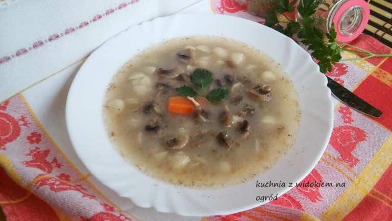 Zupa pieczarkowo serowa. Mocno pieczarkowa z serkiem topionym.
