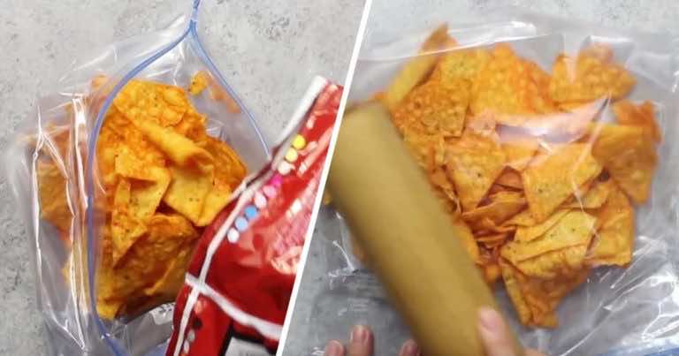 Wsypała chipsy do woreczka strunowego i zrobiła z nich genialną przekąskę!