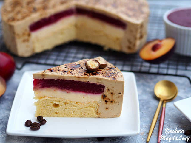 Ciasto serowo-kawowe z musem śliwkowym