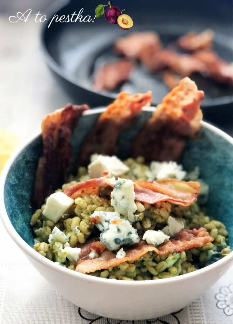 Pęczotto z boczkiem i pesto, czyli pyszne kaszotto na słono