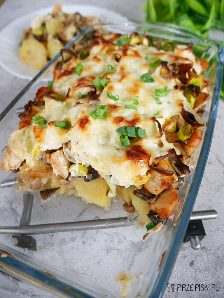 Zapiekanka z kurczakiem i porem