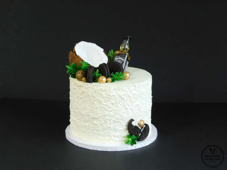 Tort czekolada, limonka i kokos z frużeliną malinową