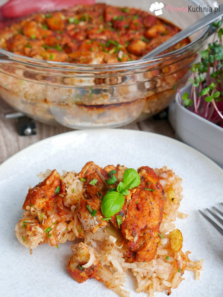 Zapiekanka ryżowa z kurczakiem