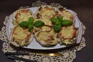 Zapiekane fileciki z pieczarkami